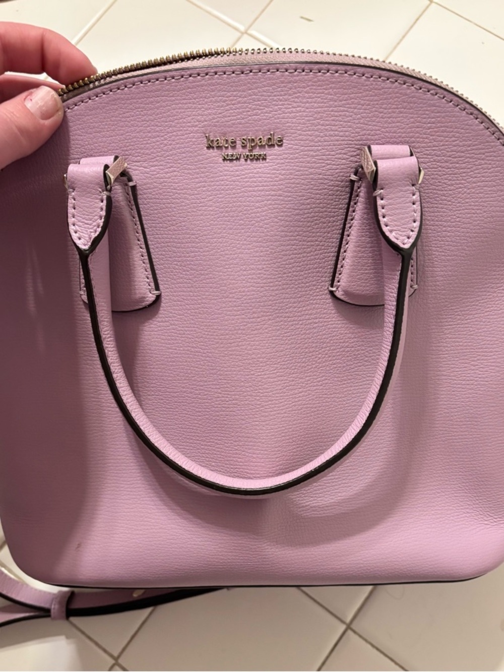 Kate Spade Sylvia Dome Large Crossbody Satchel in Lavender Pebbled Leather
